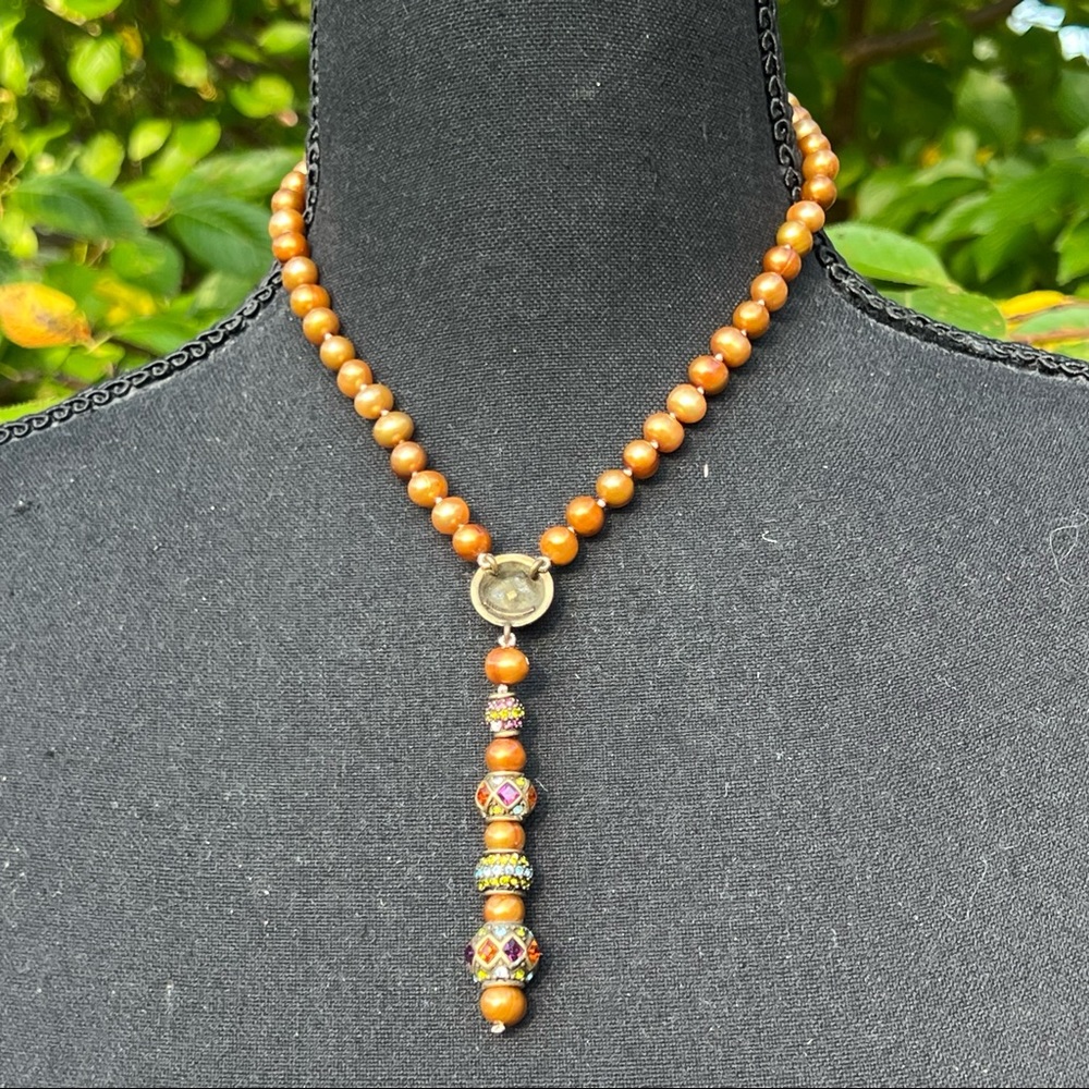 Vintage Lariat Style Gemstone Necklace - Picture 6 of 8